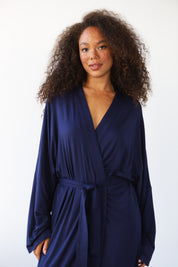 The Jersey Long Robe - Navy