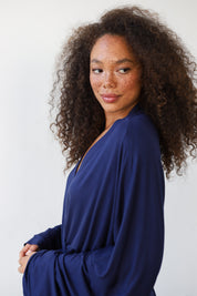 The Jersey Long Robe - Navy