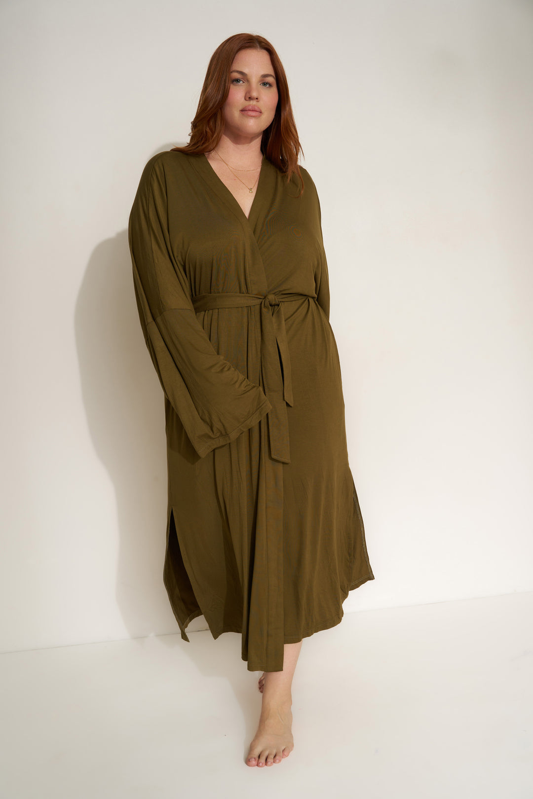 The Jersey Long Robe - Olive