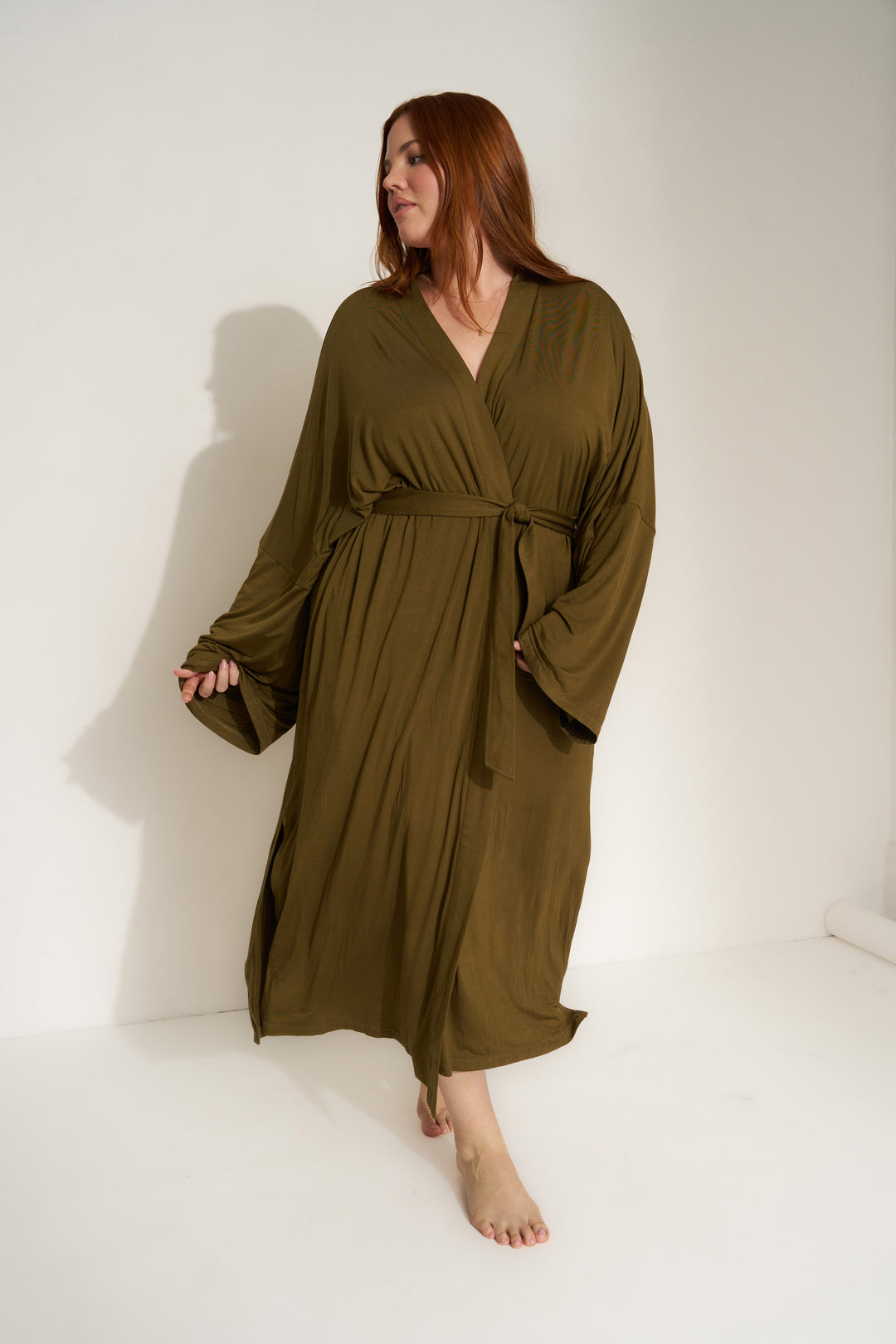 The Jersey Long Robe - Olive