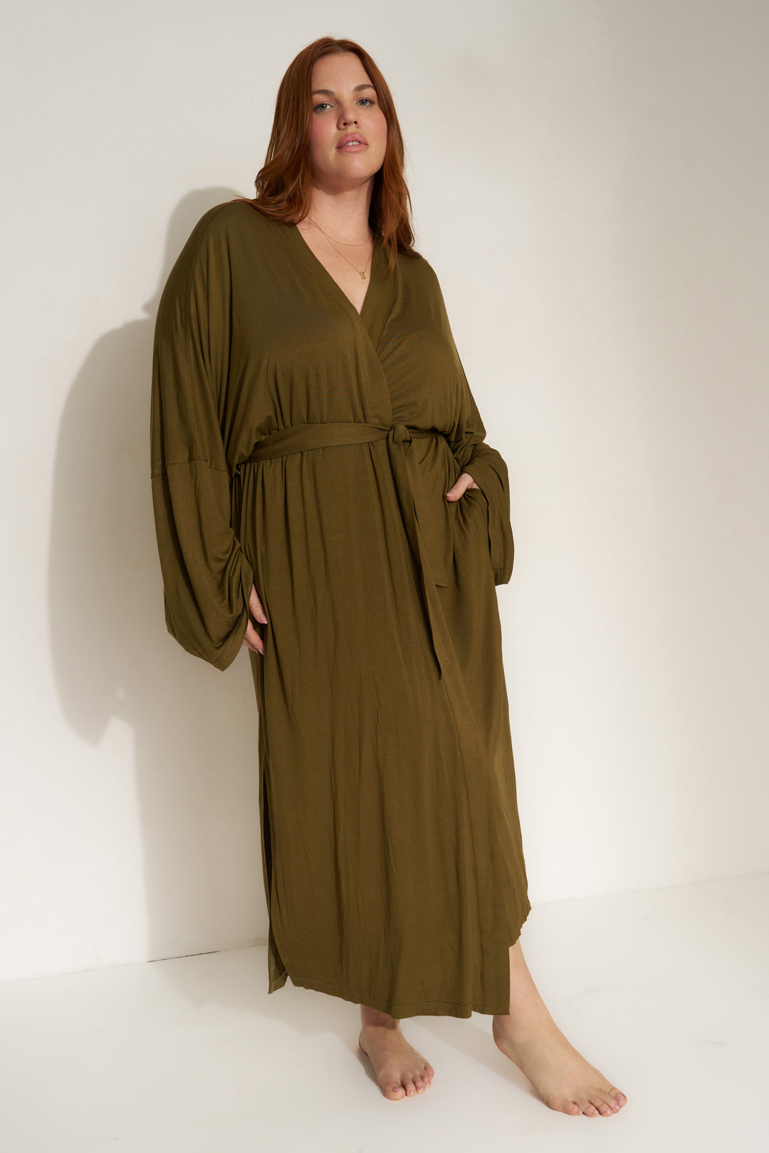 The Jersey Long Robe - Olive