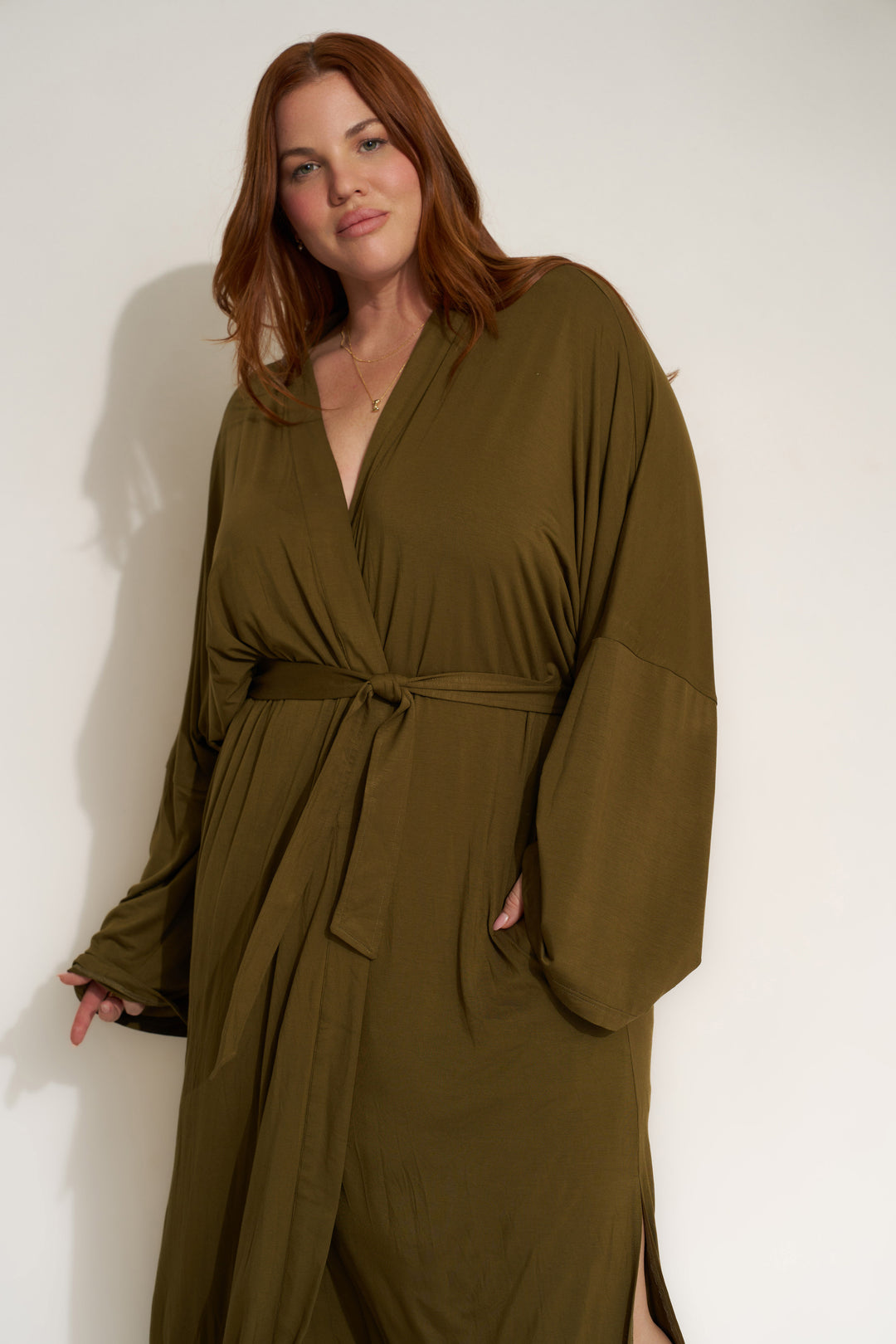 The Jersey Long Robe - Olive