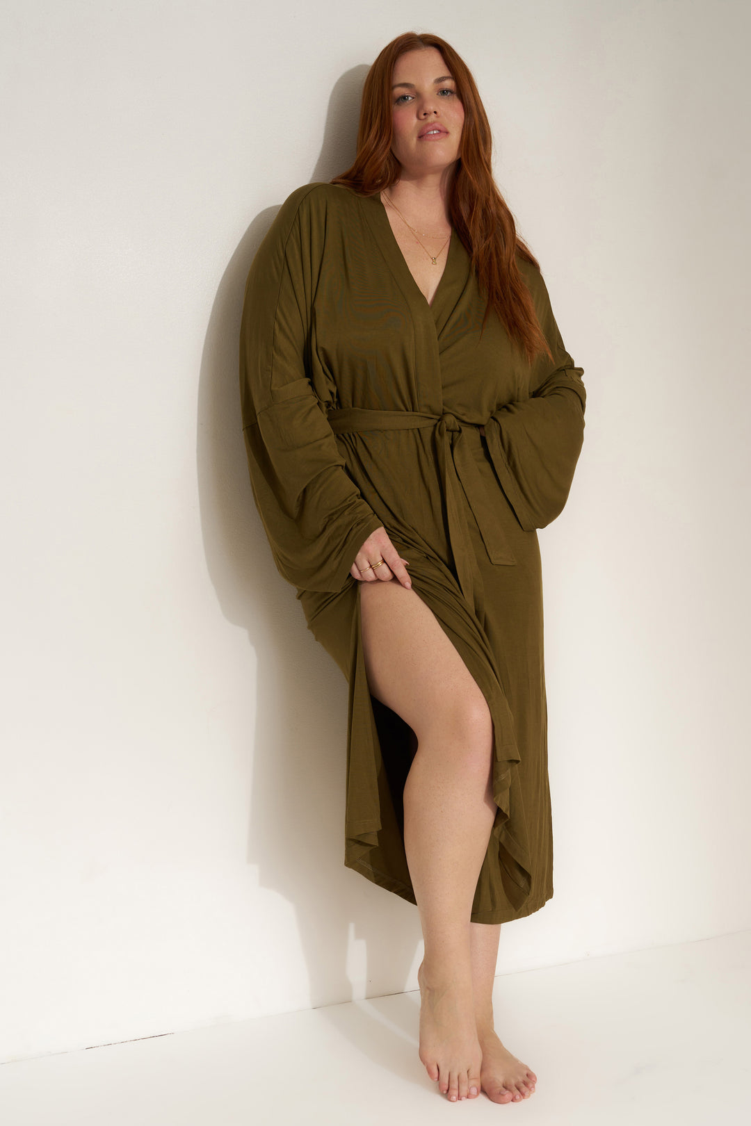 The Jersey Long Robe - Olive