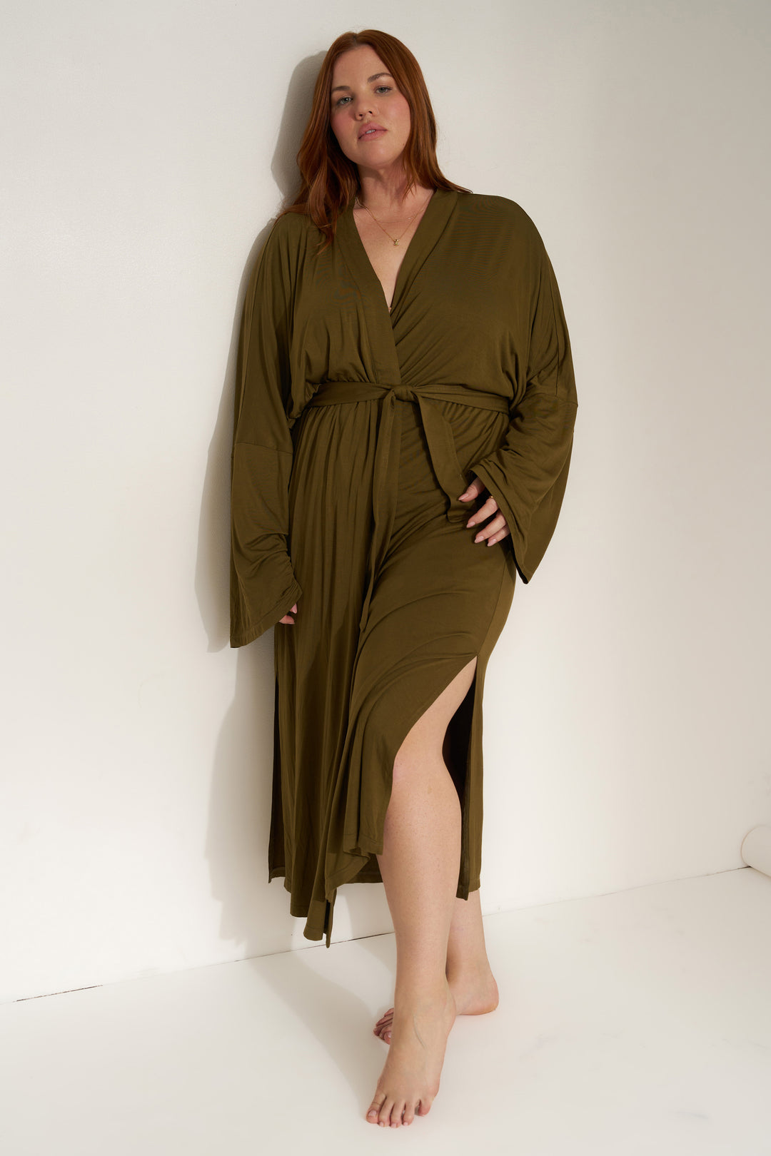 The Jersey Long Robe - Olive