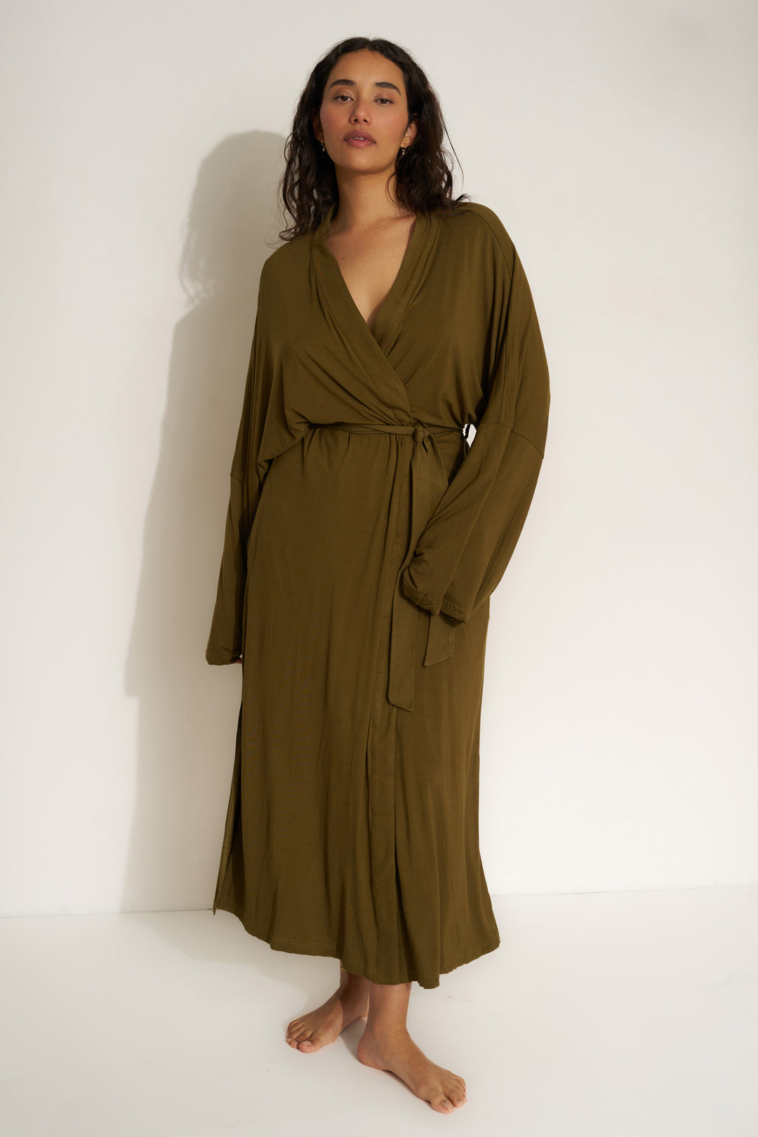 The Jersey Long Robe - Olive