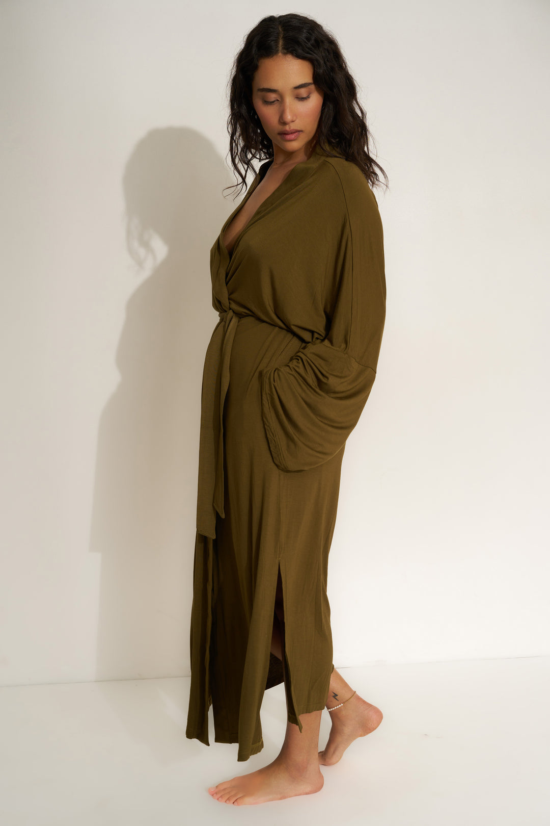 The Jersey Long Robe - Olive