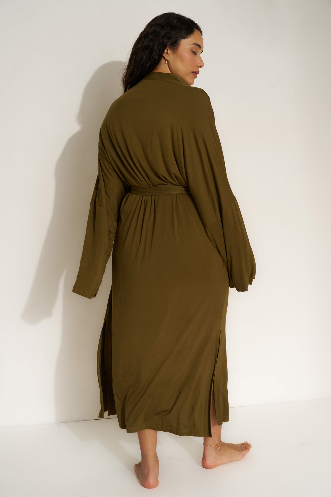 The Jersey Long Robe - Olive