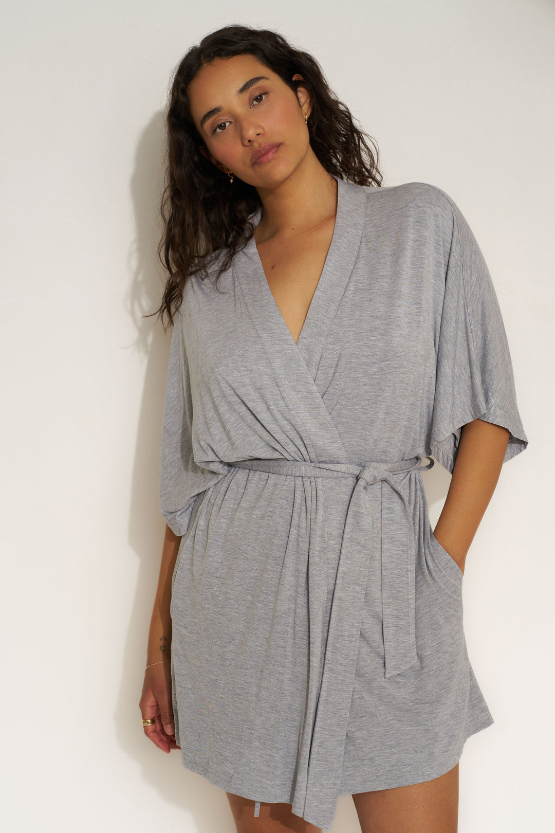 The Jersey Short Robe - Heather Grey