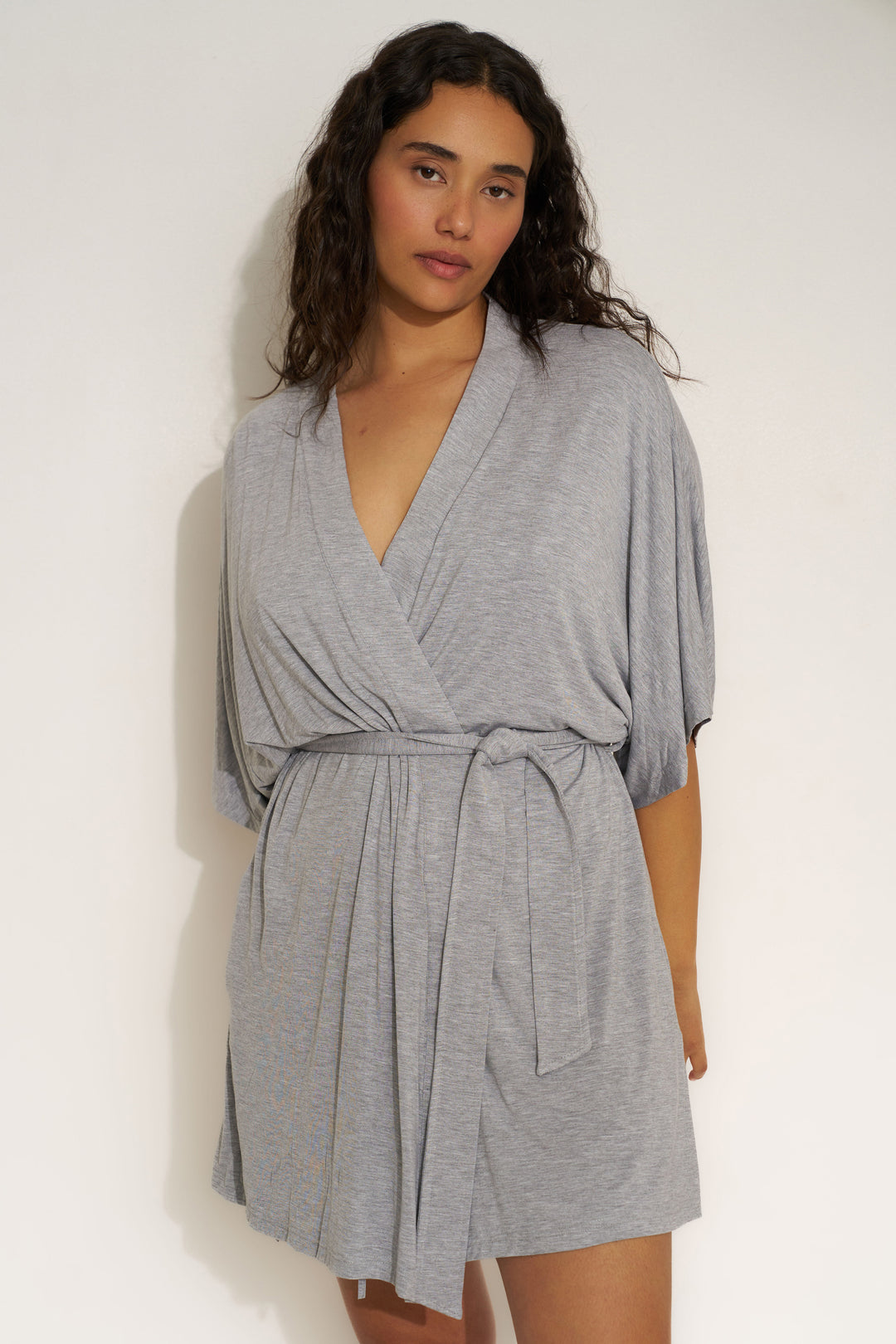 The Jersey Short Robe - Heather Grey