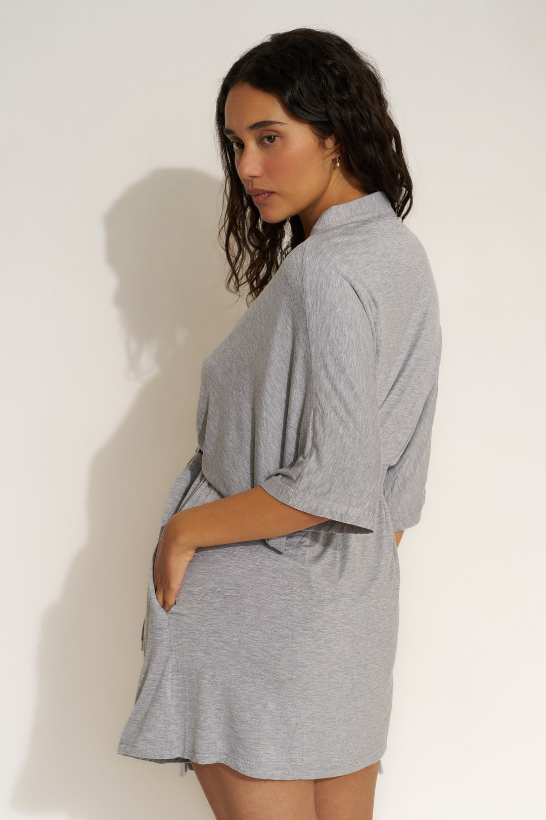 The Jersey Short Robe - Heather Grey