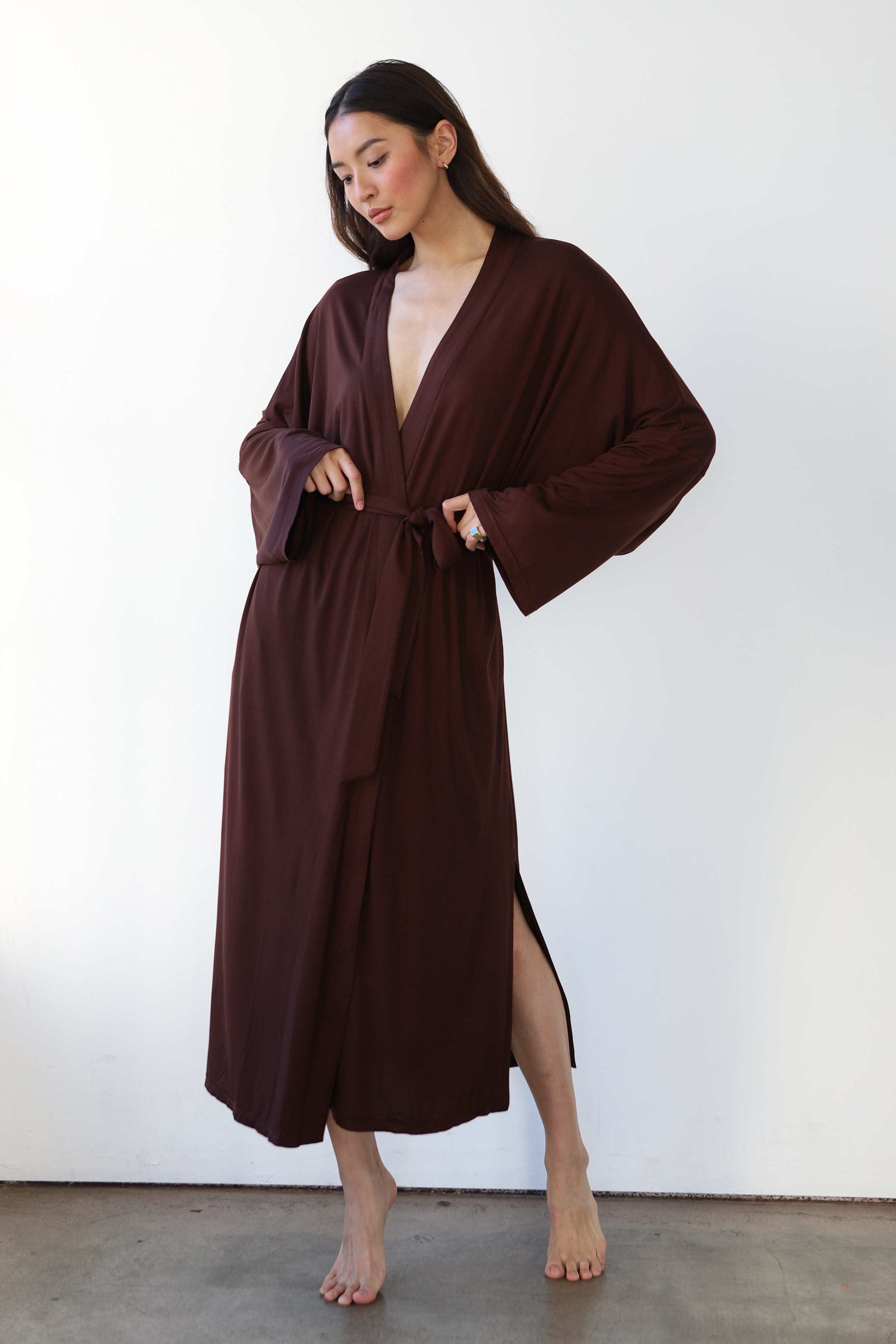 The Jersey Long Robe - Chocolate