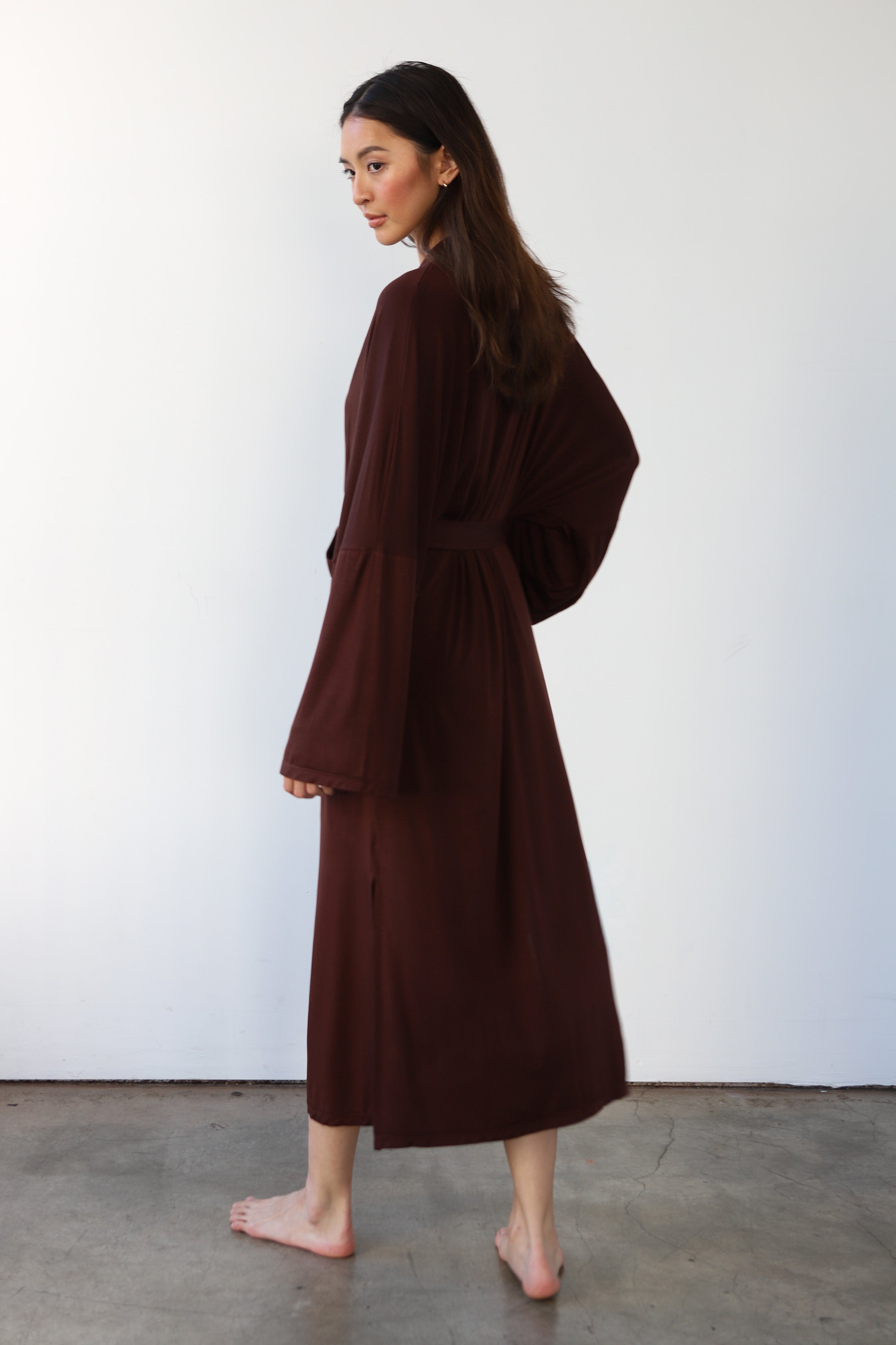 The Jersey Long Robe - Chocolate