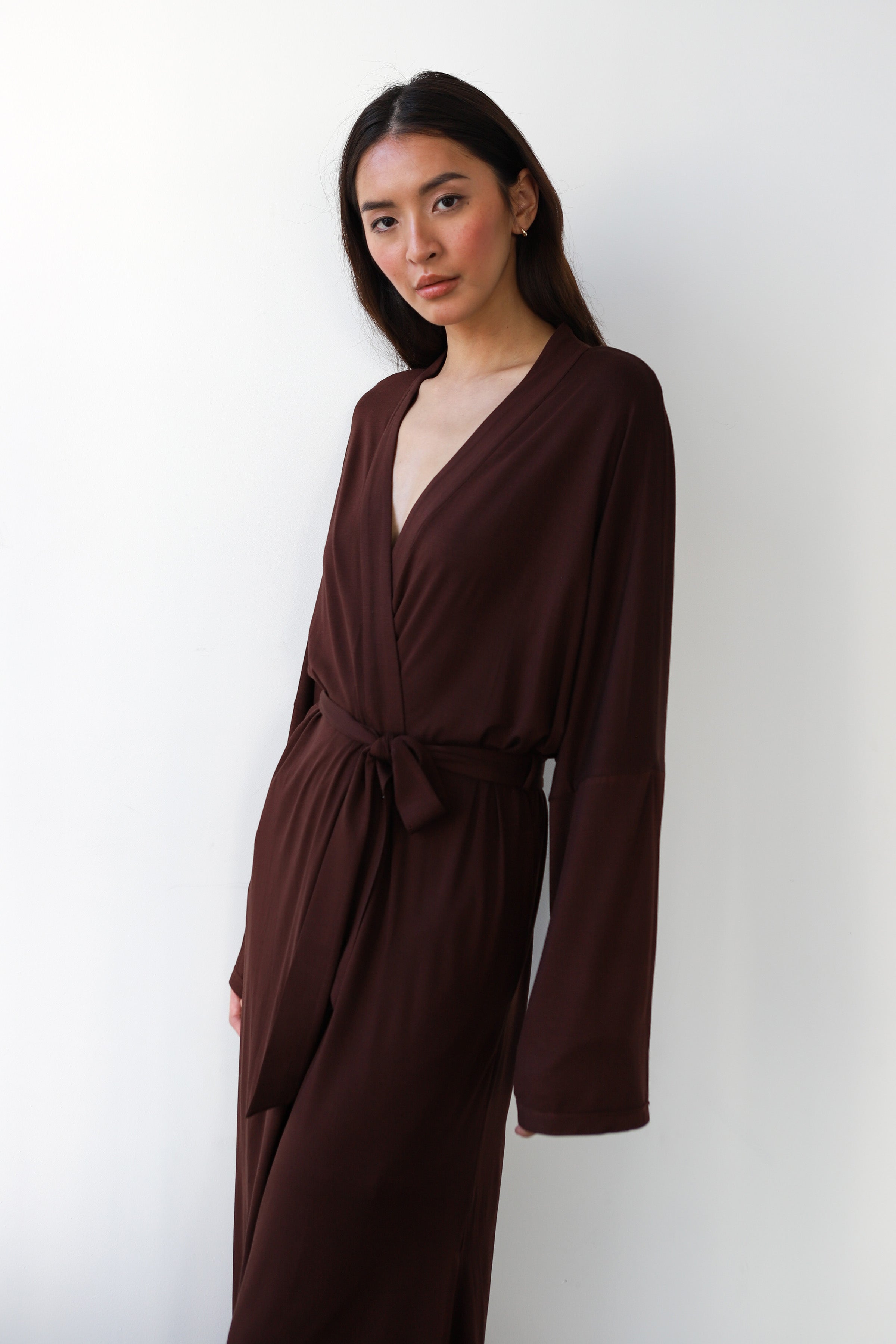The Jersey Long Robe - Chocolate