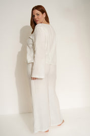 The Linen Tie Front Top - White