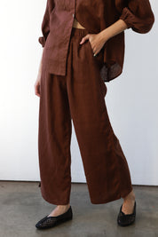 The Linen Boxer Pant - Chocolate