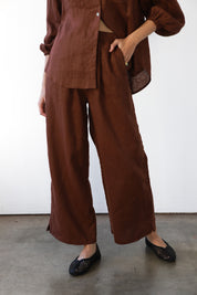 The Linen Boxer Pant - Chocolate