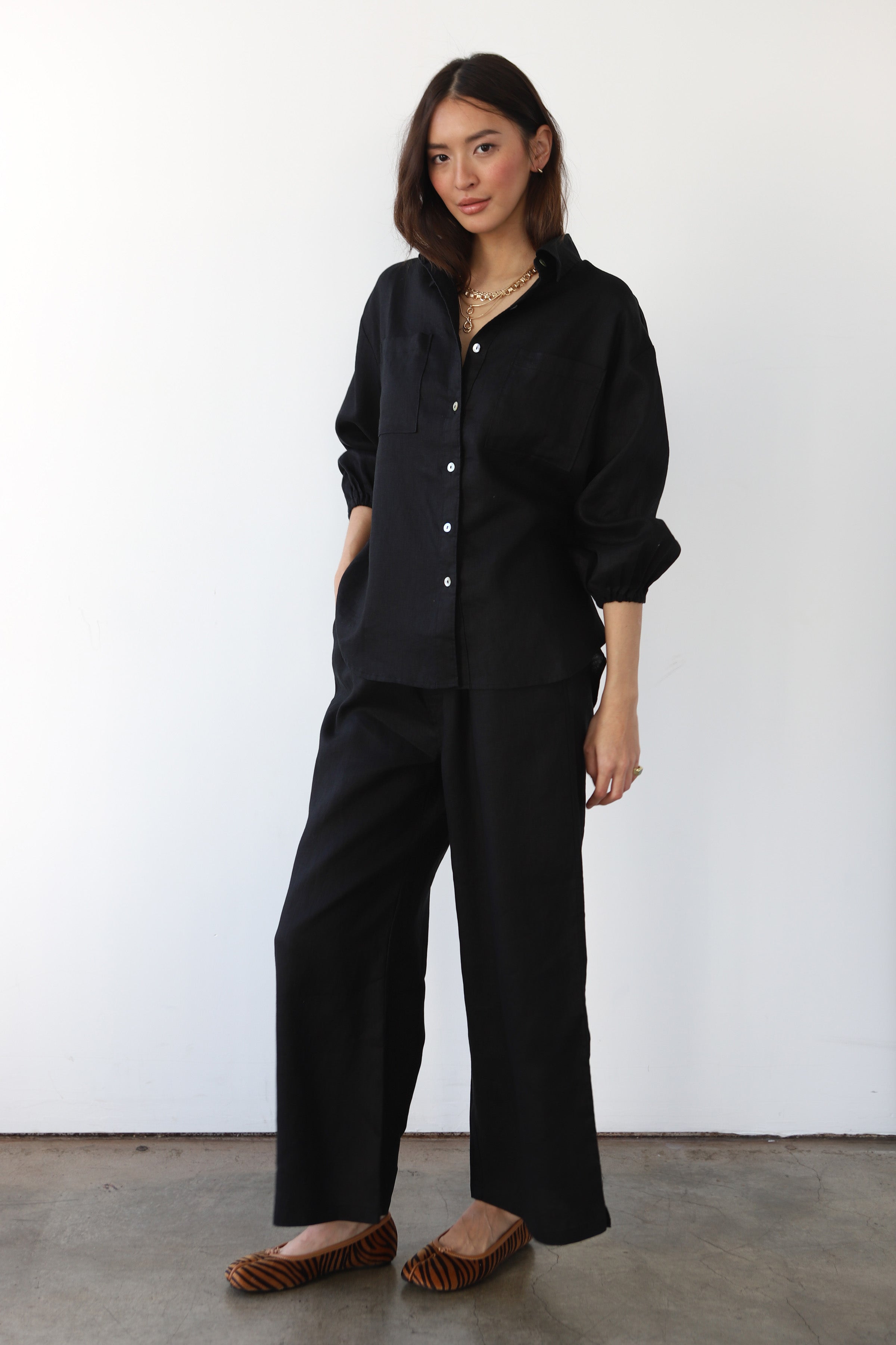 The Linen Boxer Pant - Black