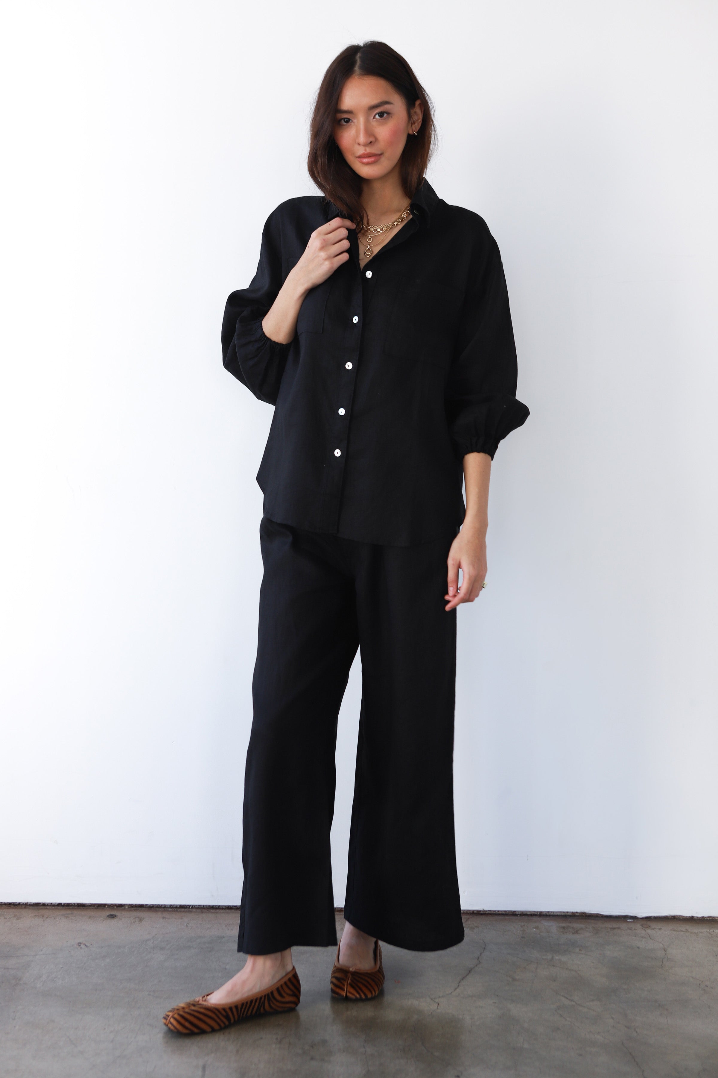 The Linen Boxer Pant - Black