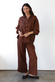 The Linen Boxer Pant - Chocolate