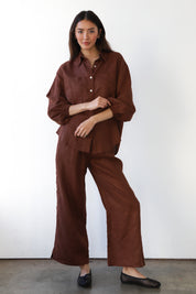 The Linen Boxer Pant - Chocolate