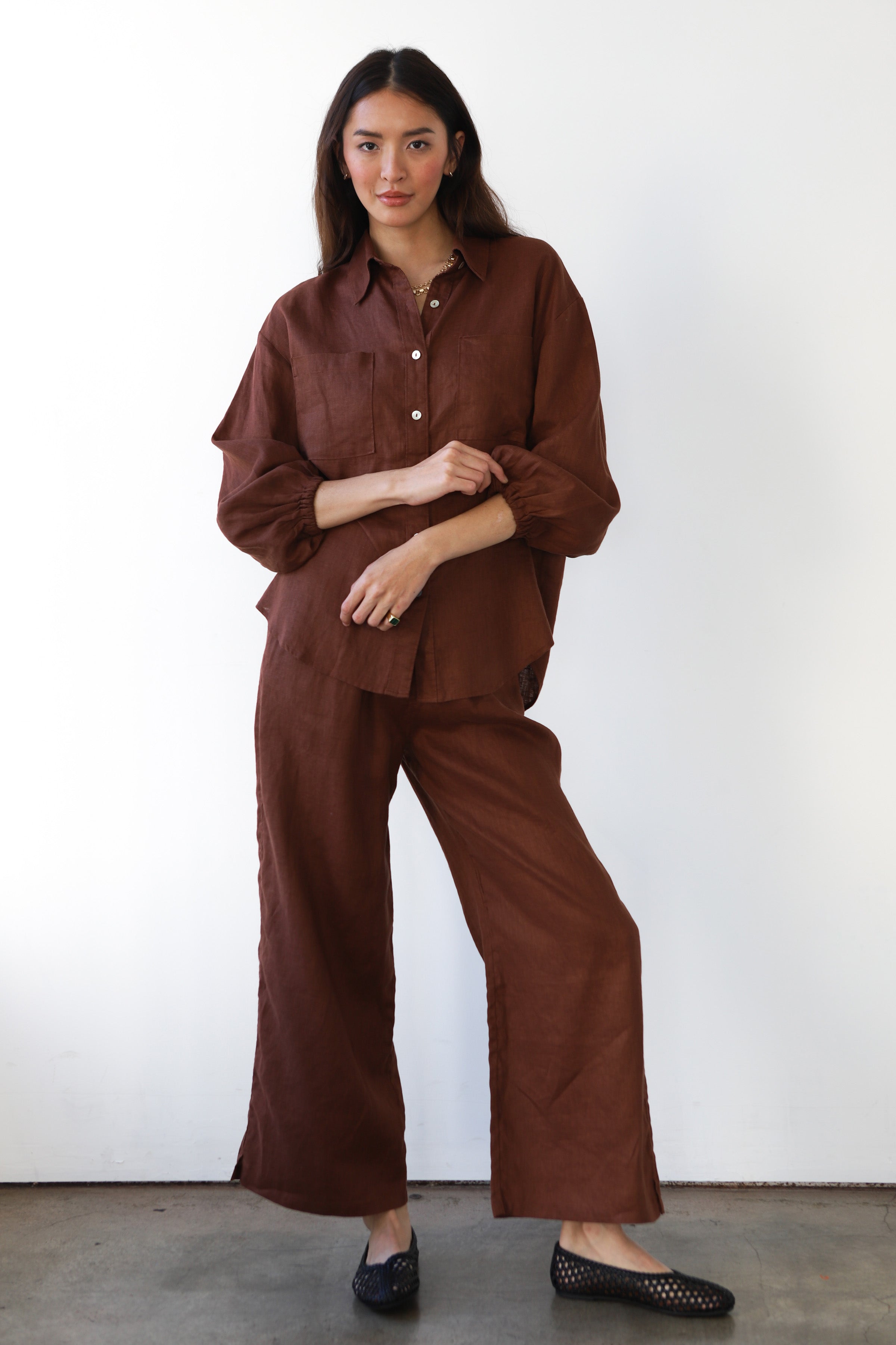The Linen Boxer Pant - Chocolate