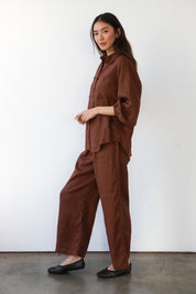 The Linen Boxer Pant - Chocolate