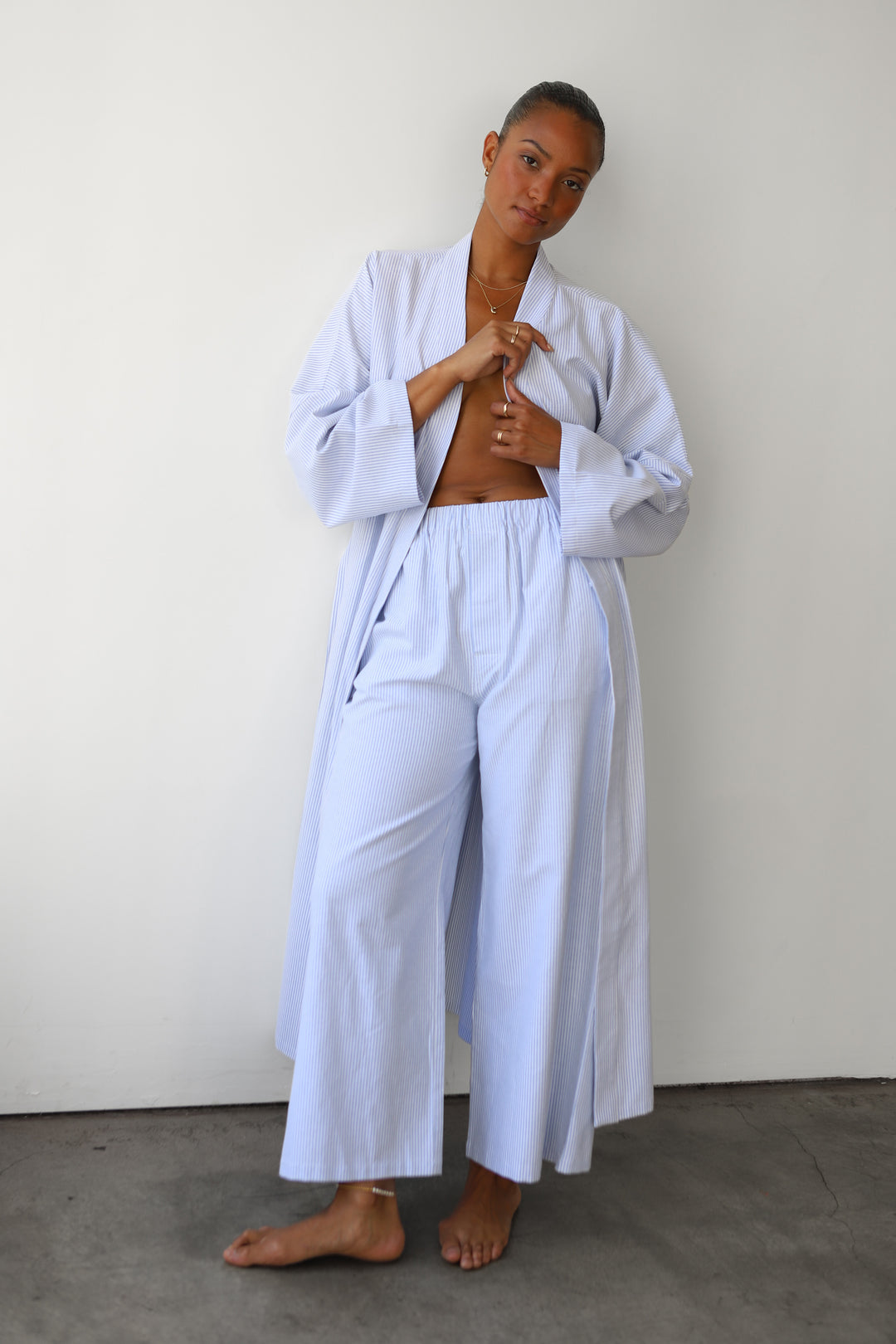 The Pinstripe Boxer Pant - Sky