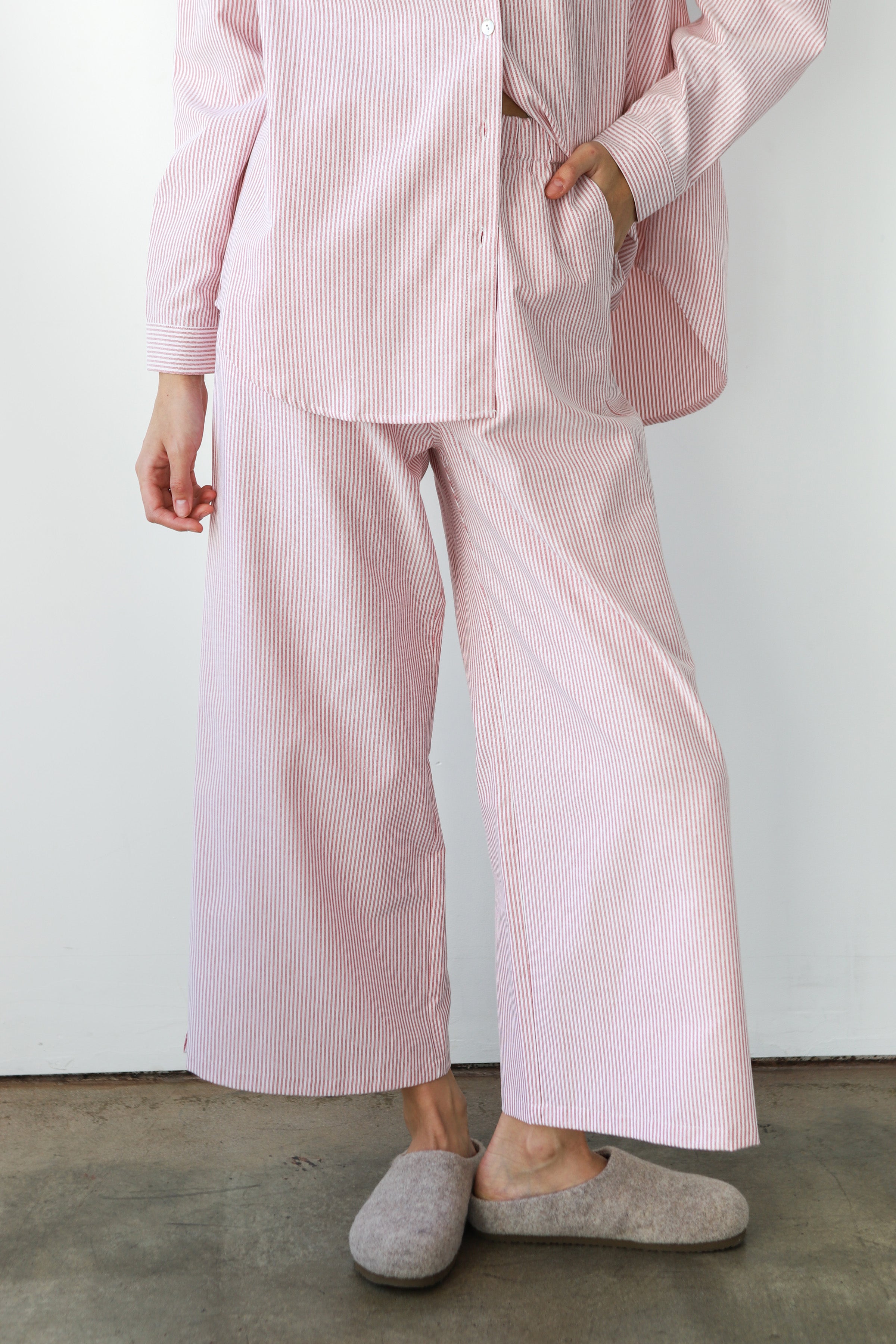 The Pinstripe Boxer Pant - Berry