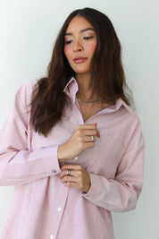The Pinstripe Button Down - Berry