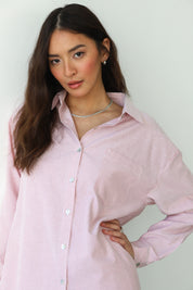 The Pinstripe Button Down - Berry