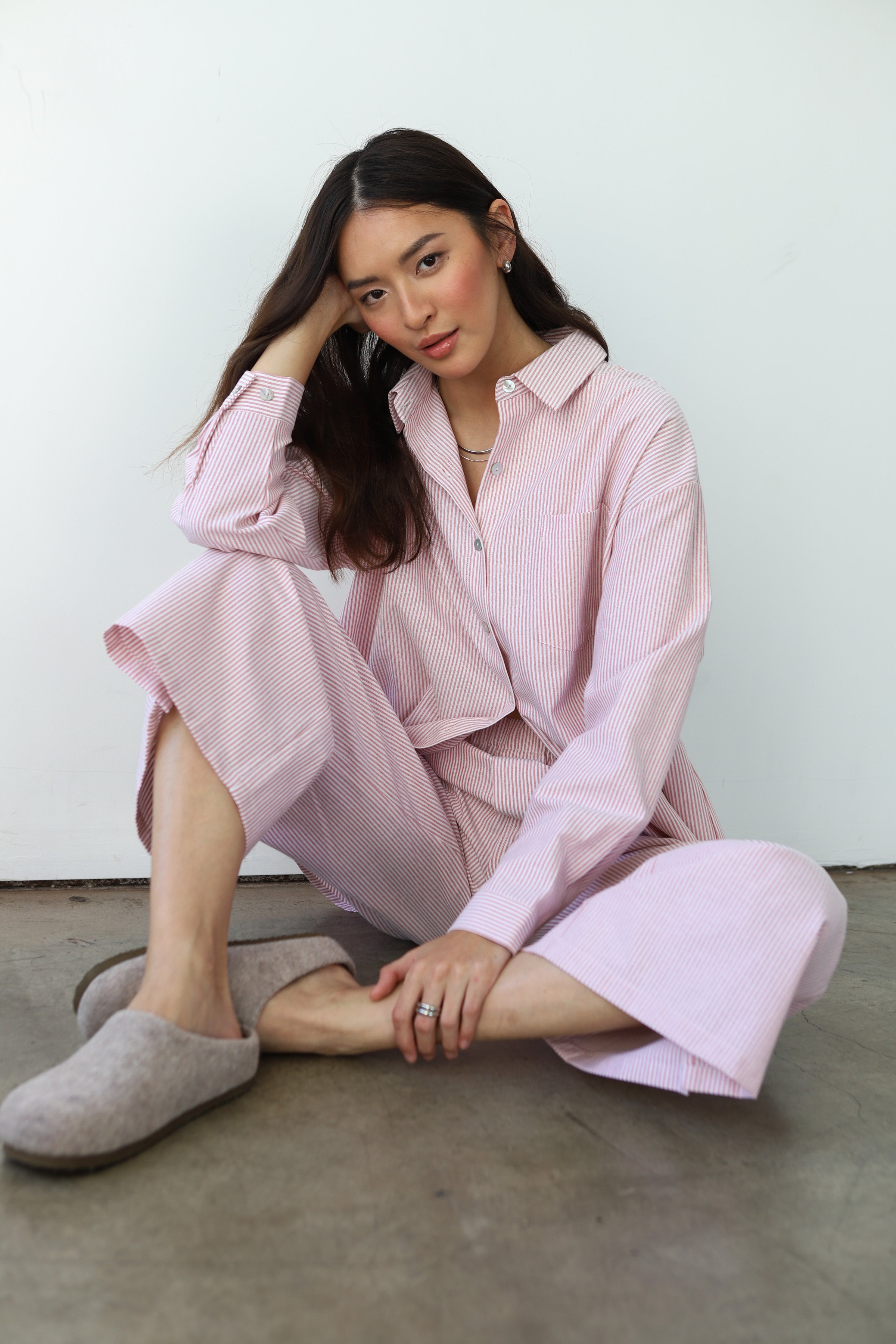 The Pinstripe Boxer Pant - Berry