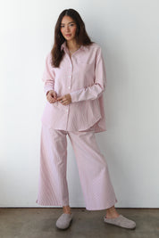 The Pinstripe Boxer Pant - Berry