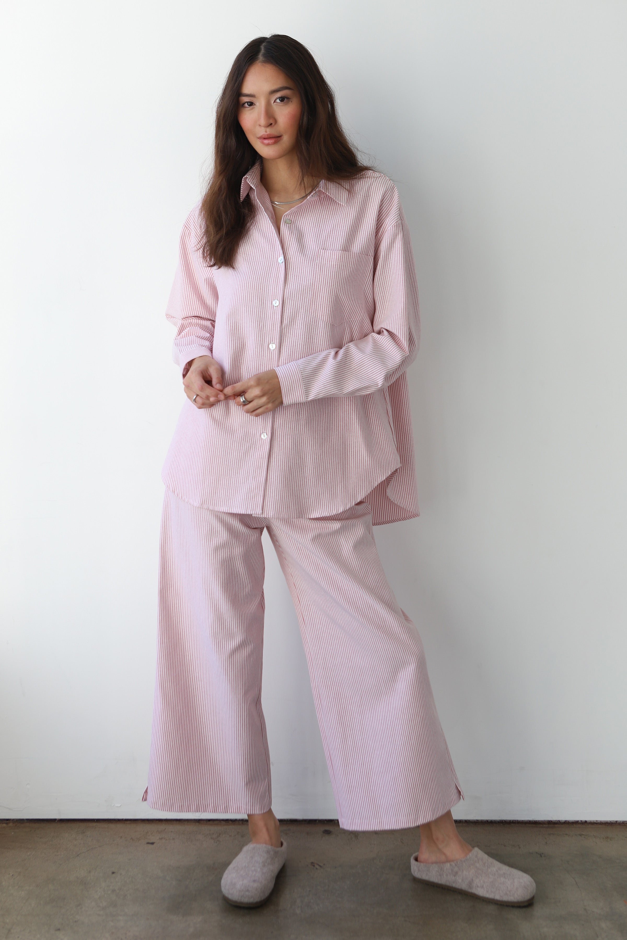 The Pinstripe Boxer Pant - Berry
