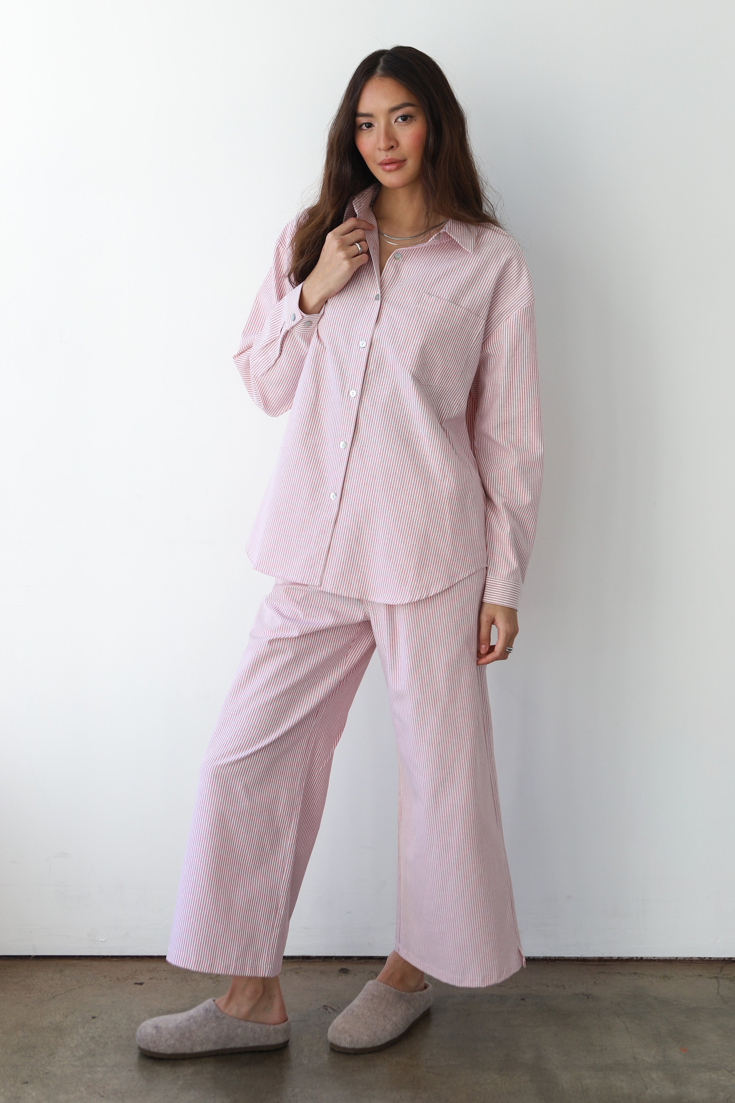The Pinstripe Boxer Pant - Berry