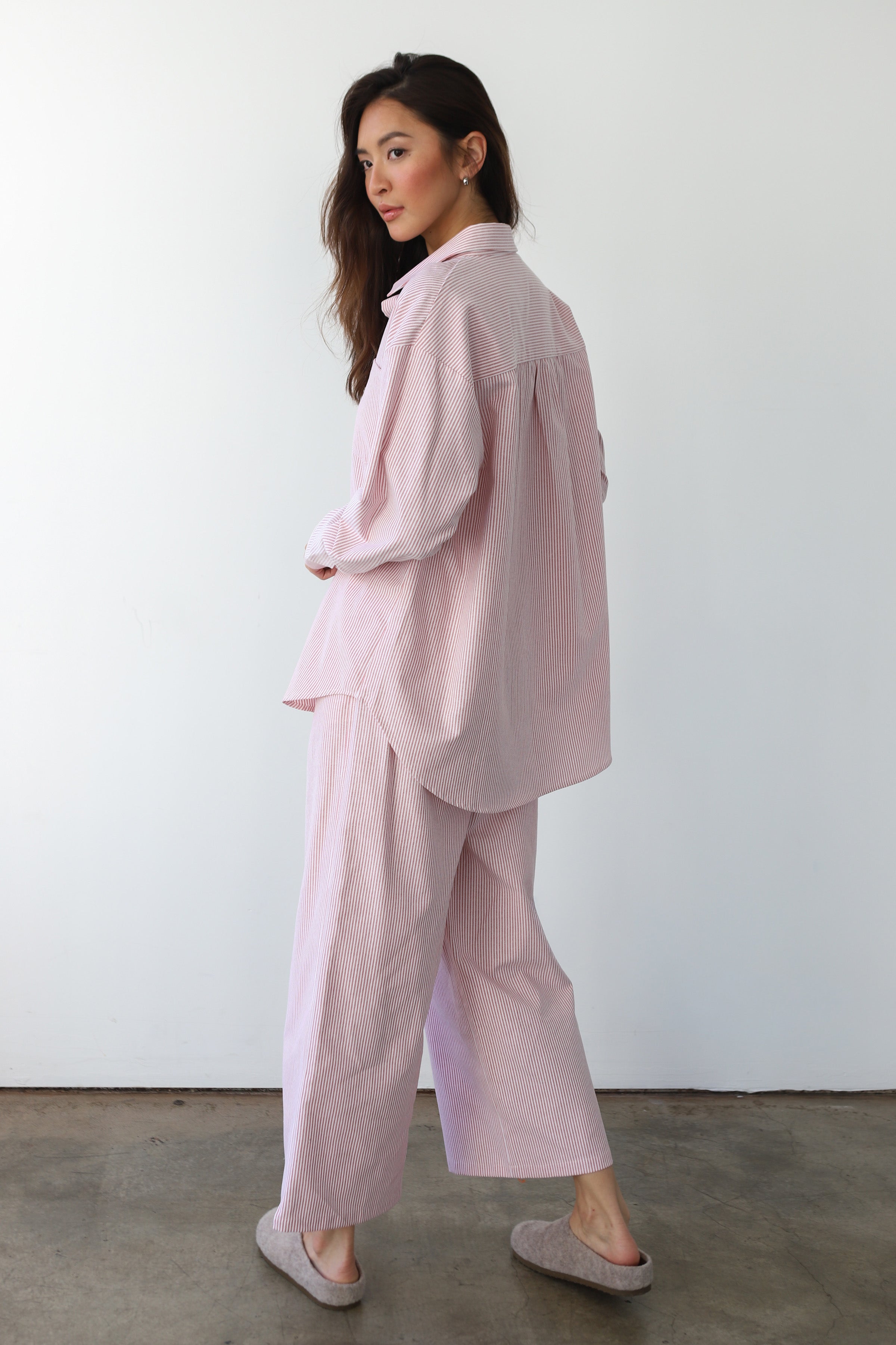 The Pinstripe Boxer Pant - Berry