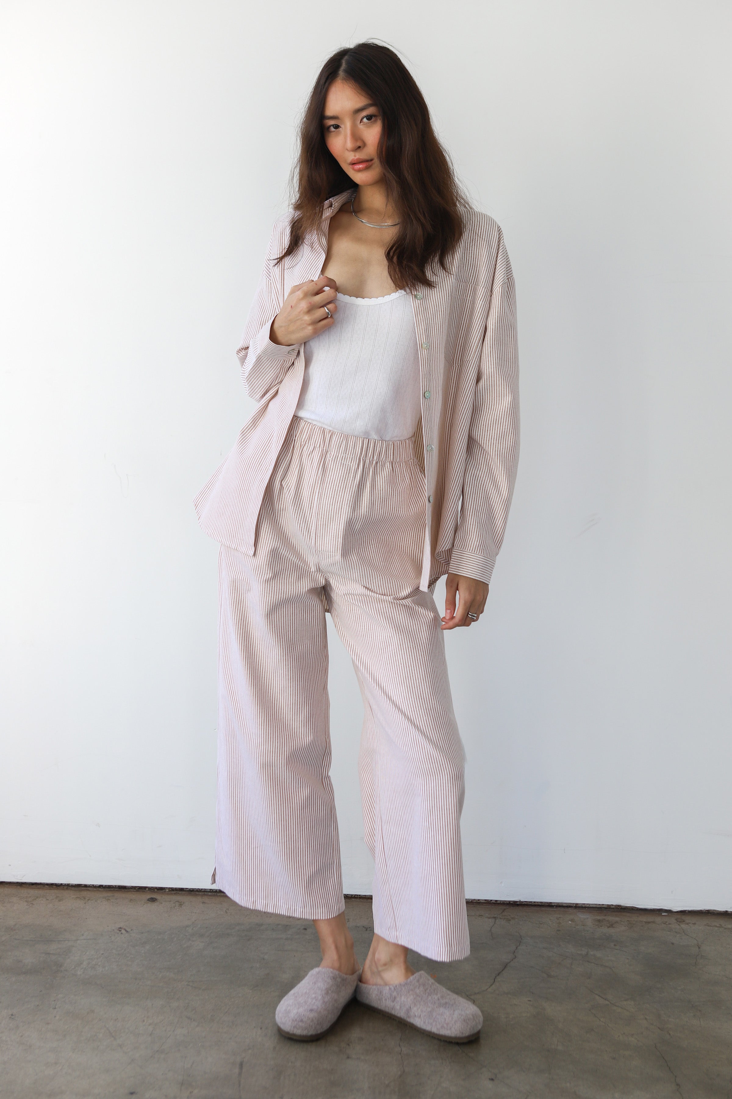 The Pinstripe Boxer Pant - Chocolate