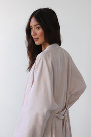 The Pinstripe Long Robe - Chocolate