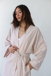 The Pinstripe Long Robe - Chocolate