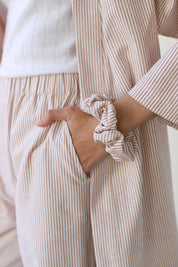 The Pinstripe Long Robe - Chocolate