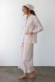 The Pinstripe Ruffle Pant - Chocolate