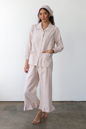 The Pinstripe Ruffle Nightshirt - Chocolate