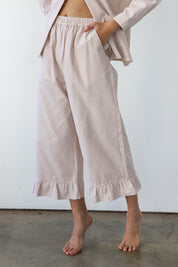 The Pinstripe Ruffle Pant - Chocolate