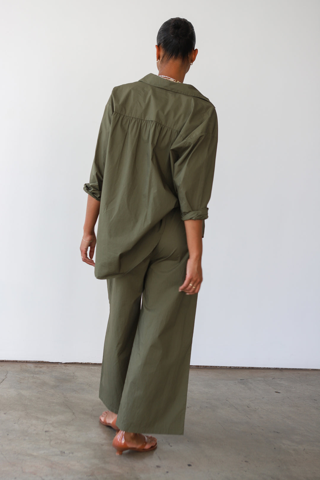 The Poplin Pant Set - Olive