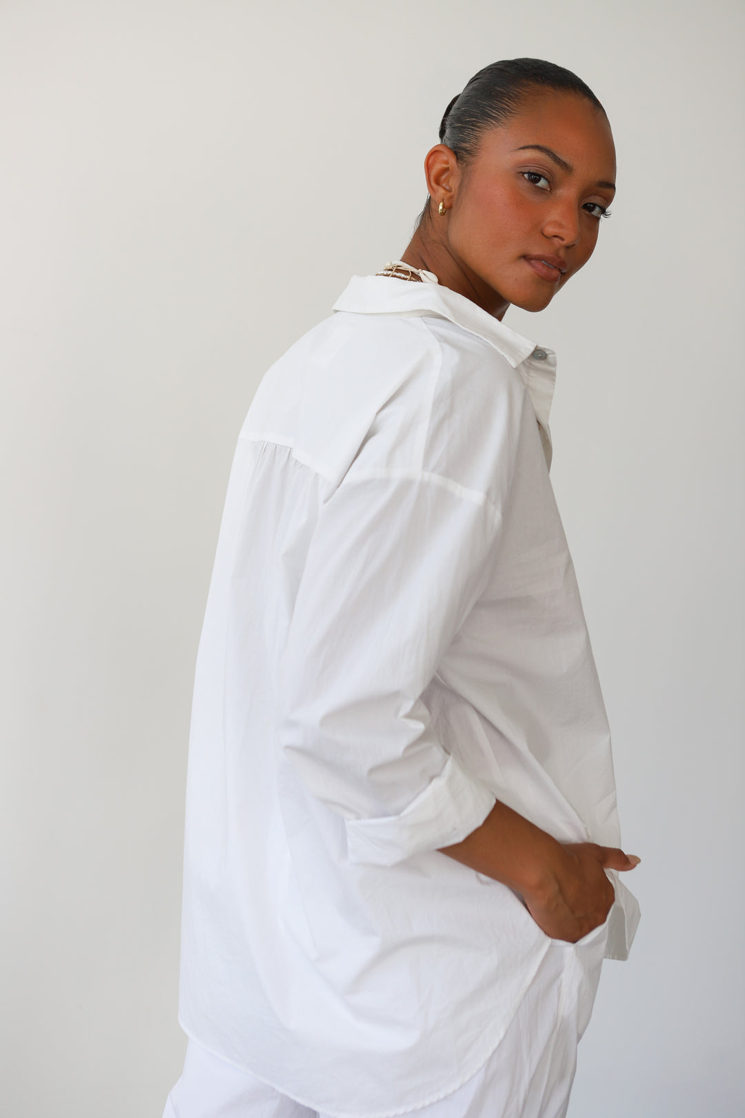 The Poplin Pant Set - White