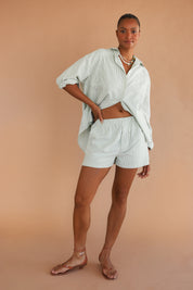 The Pinstripe Short Set - Green