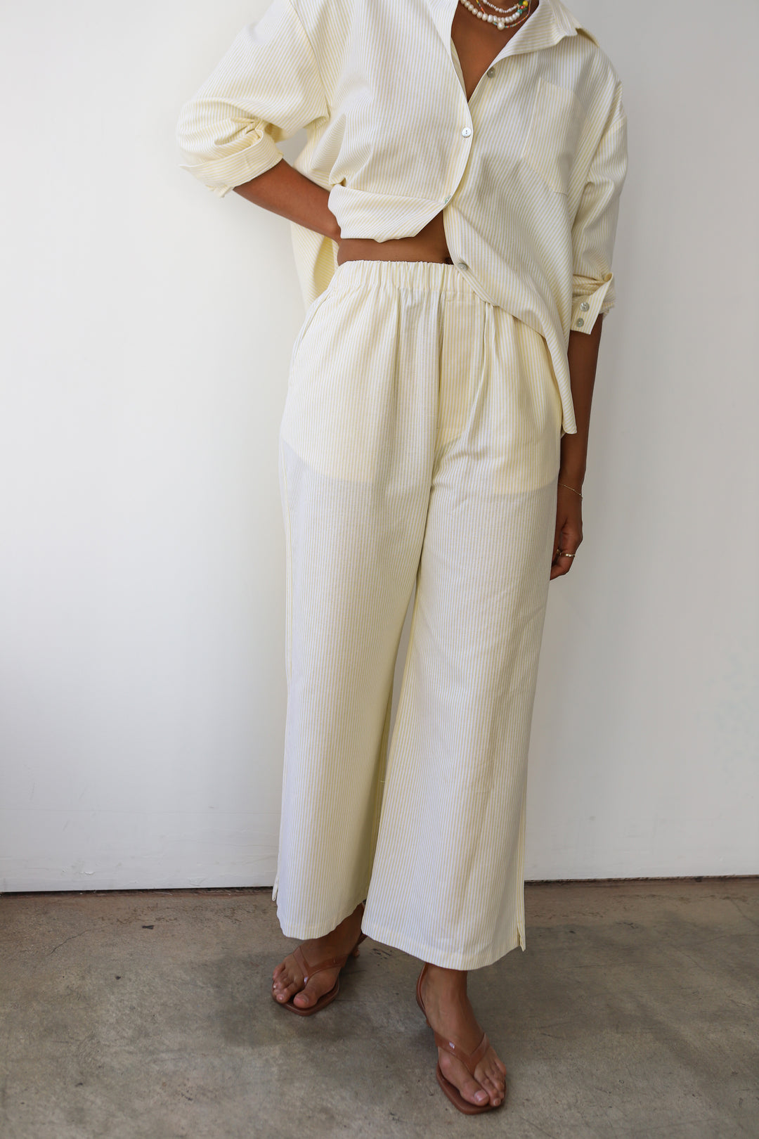 The Pinstripe Pant Set - Butter