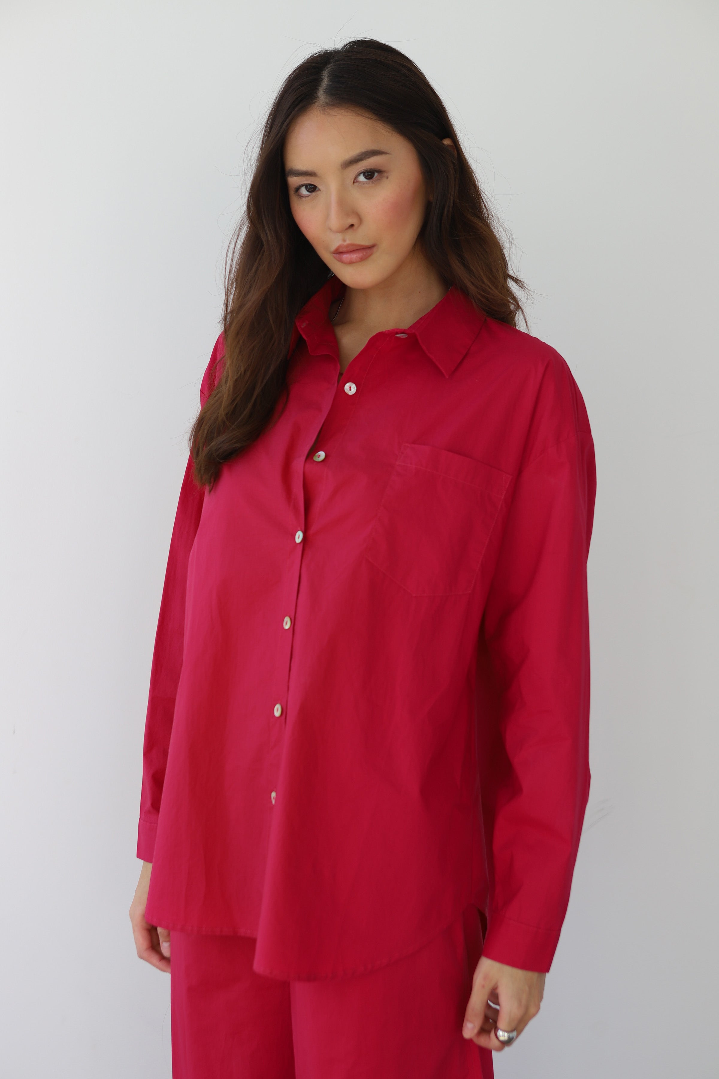 The Poplin Button Down - Berry