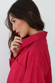 The Poplin Button Down - Berry