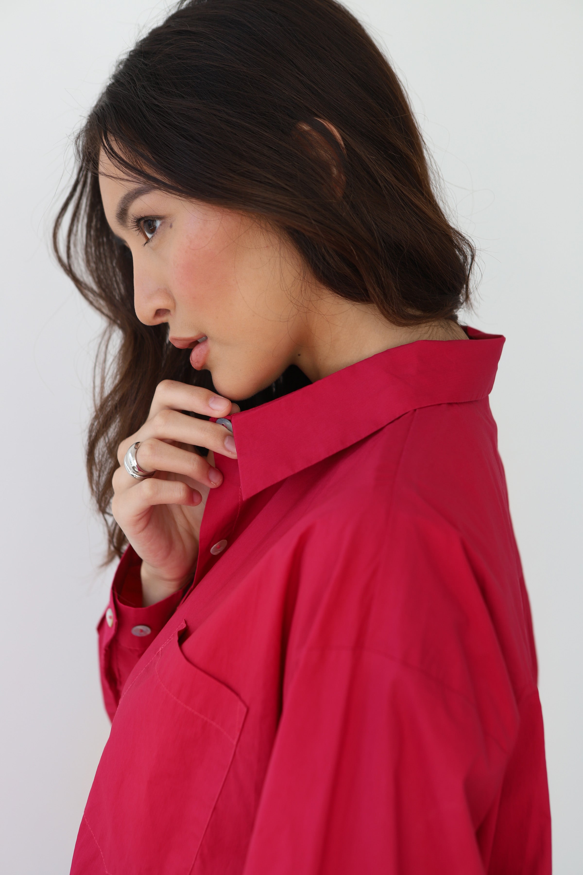 The Poplin Button Down - Berry