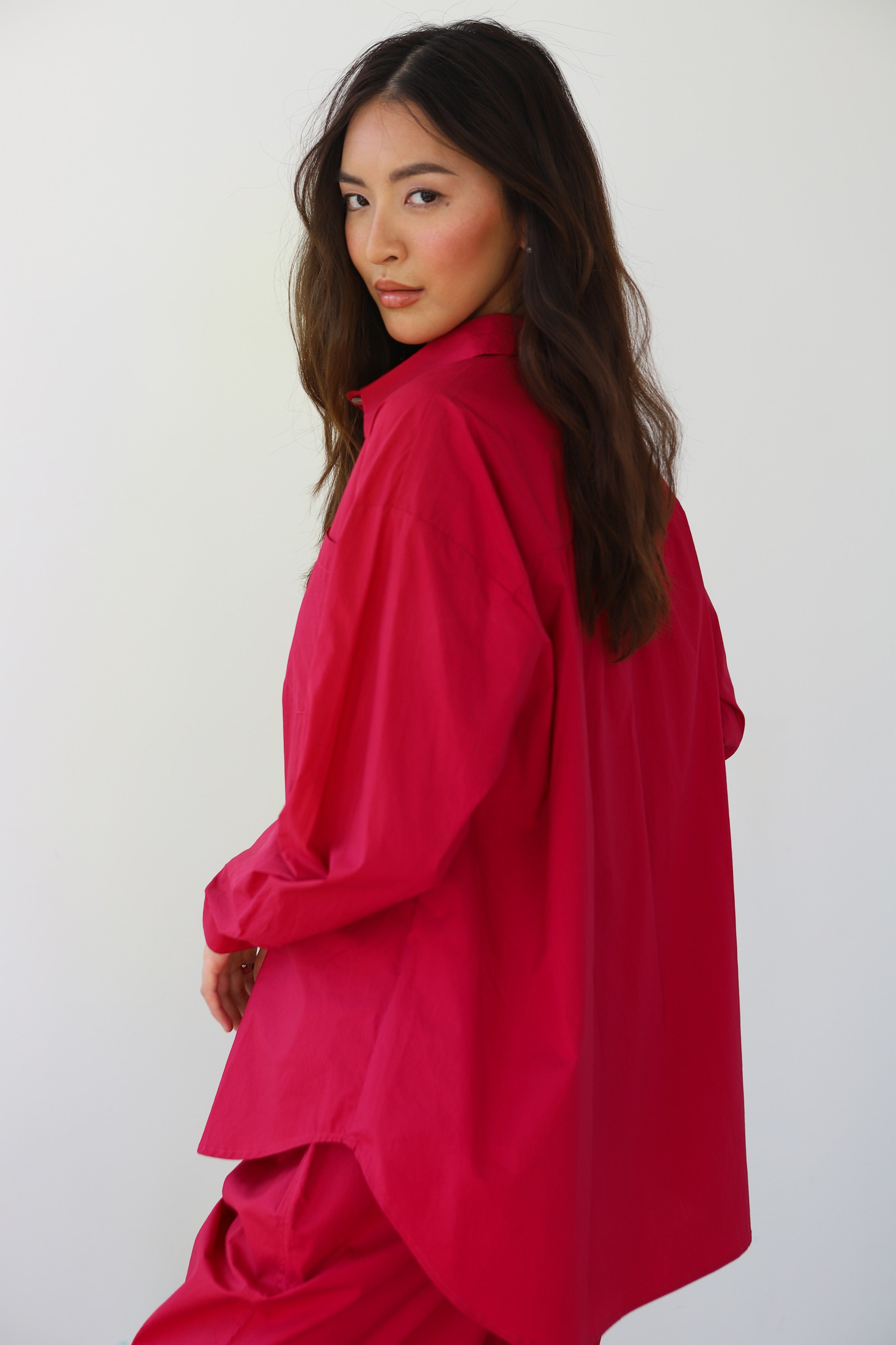 The Poplin Button Down - Berry